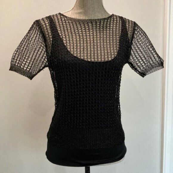 ZARA Black Mesh T-shirt - Picture 6 of 15